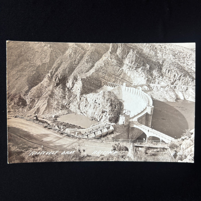 Vintage Postcard RPPC Roosevelt Dam Engineer Industrial History Arizona Desert