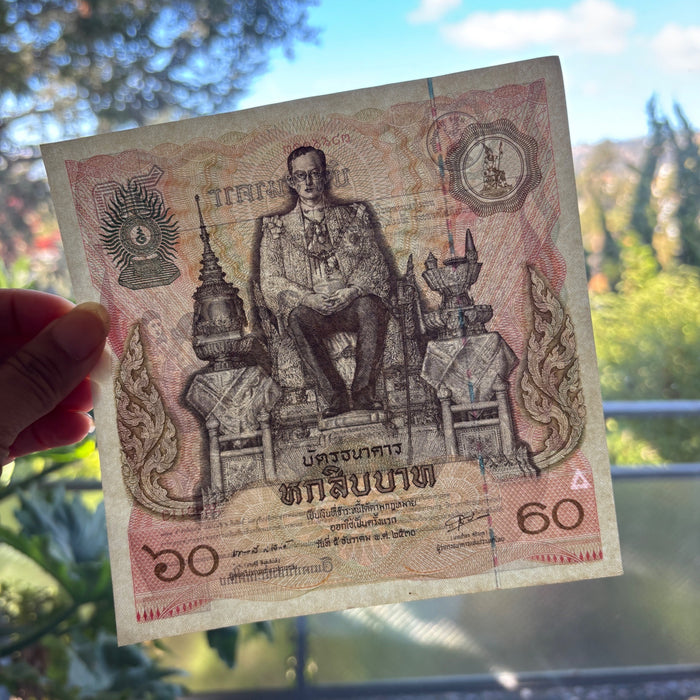 Vintage Thai Baht 1987 Commemorative Large Banknote Original Folder UV Verified