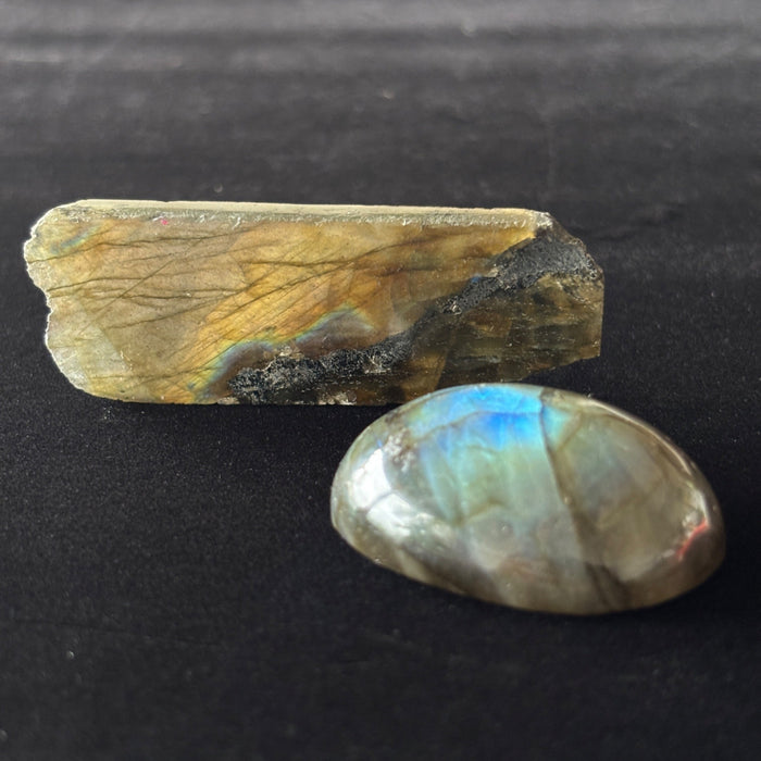 Labradorite Polished Flashy Lot of 3 Blue Gold Crystal Cabochon