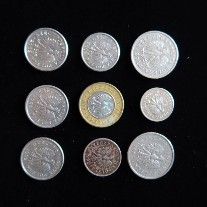 9 Poland Coin Lot Złoty Groszy Eastern European World Currency
