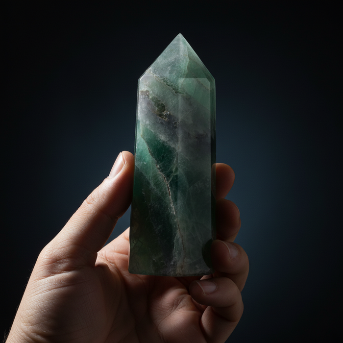 Green Fluorite Wand Natural Gemstone Clarity Tower