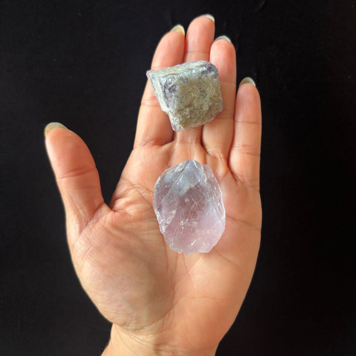 Fluorite Raw Stone Lot Purple Blue Crystal Set UV Glow