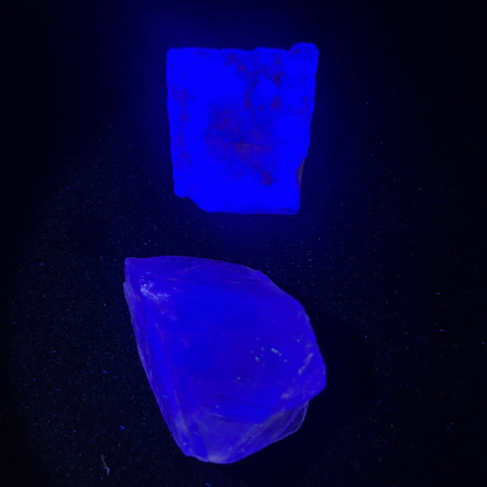 Fluorite Raw Stone Lot Purple Blue Crystal Set UV Glow