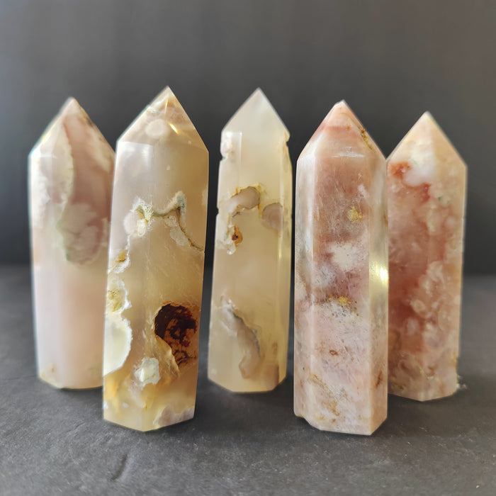Flower Agate Wand Natural Chalcedony Gemstone Tower