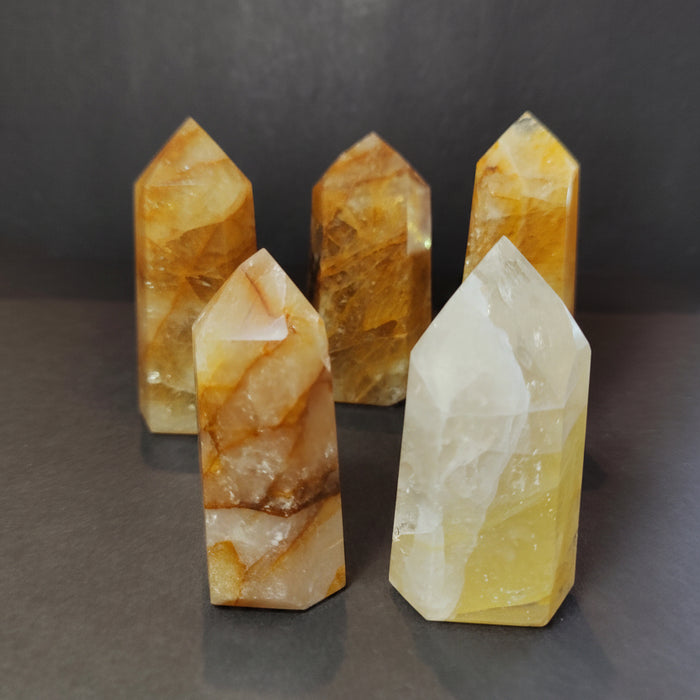 Golden Healer Quartz Wand Yellow Hematoid Obelisk Tower