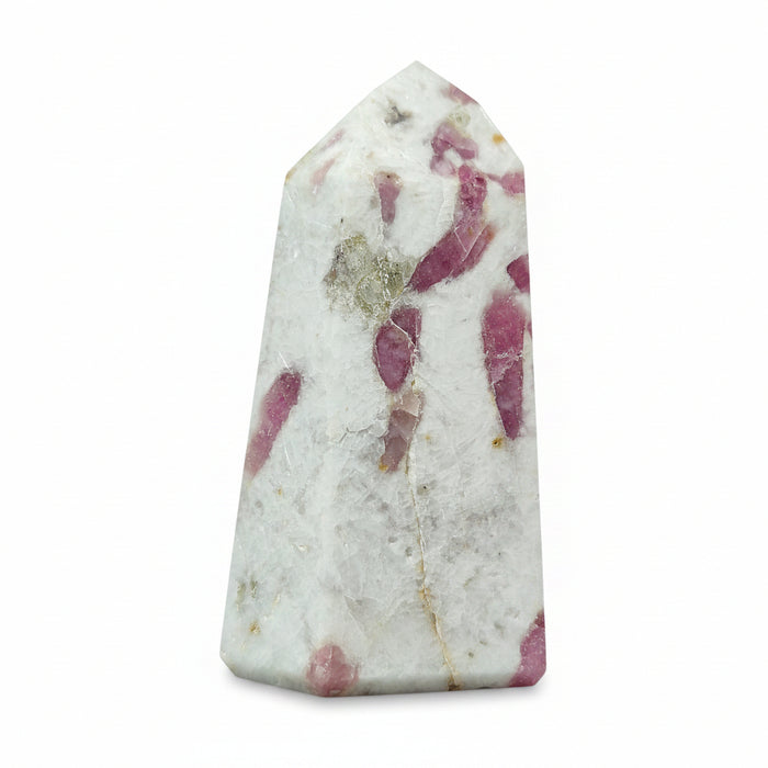 Pink Tourmaline Snow Quartz Wand Obelisk Tower Sculpture