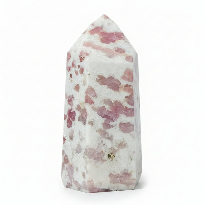 Pink Tourmaline Snow Quartz Wand Obelisk Tower Sculpture