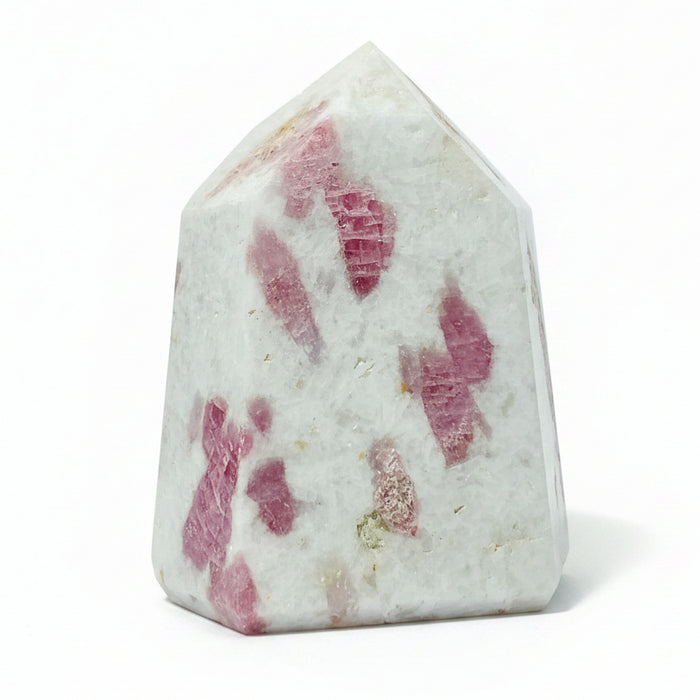 Pink Tourmaline Snow Quartz Wand Obelisk Tower Sculpture