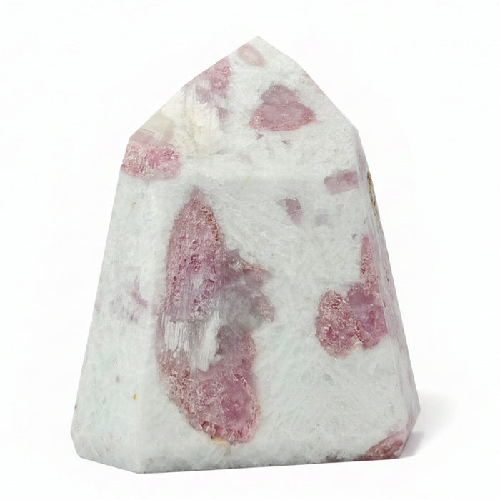 Pink Tourmaline Snow Quartz Wand Obelisk Tower Sculpture