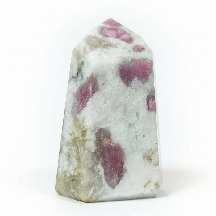 Pink Tourmaline Snow Quartz Wand Obelisk Tower Sculpture