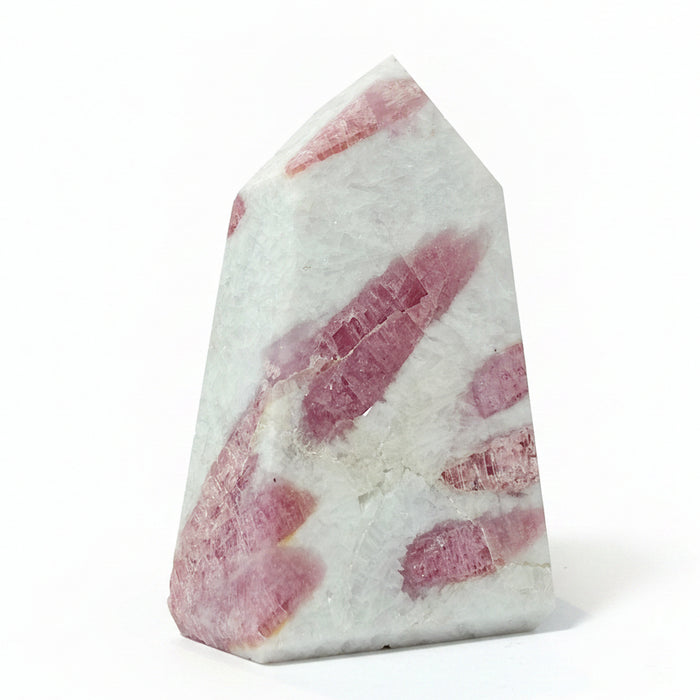 Pink Tourmaline Snow Quartz Wand Obelisk Tower Sculpture
