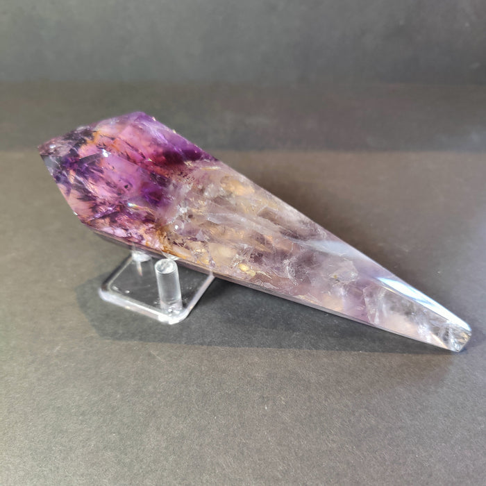 Amethyst Wand Polished Scepter Purple Crystal on Metal Stand