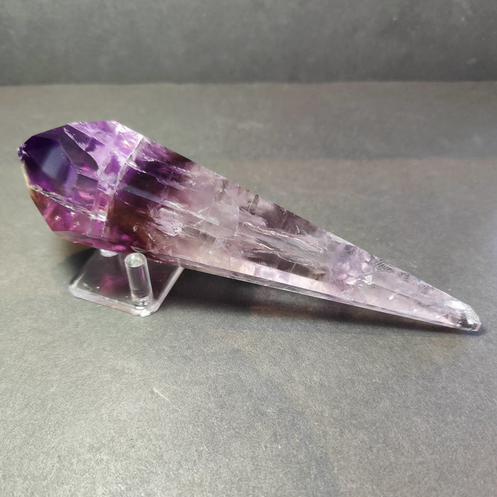 Amethyst Wand Polished Scepter Purple Crystal on Metal Stand