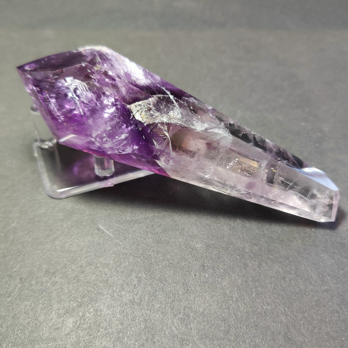 Amethyst Wand Polished Scepter Purple Crystal on Metal Stand