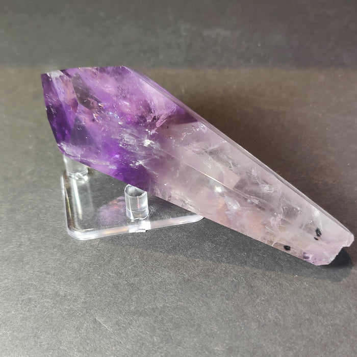 Amethyst Wand Polished Scepter Purple Crystal on Metal Stand
