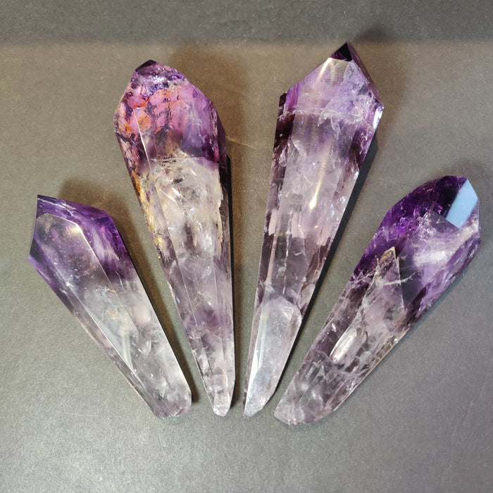 Amethyst Wand Polished Scepter Purple Crystal on Metal Stand