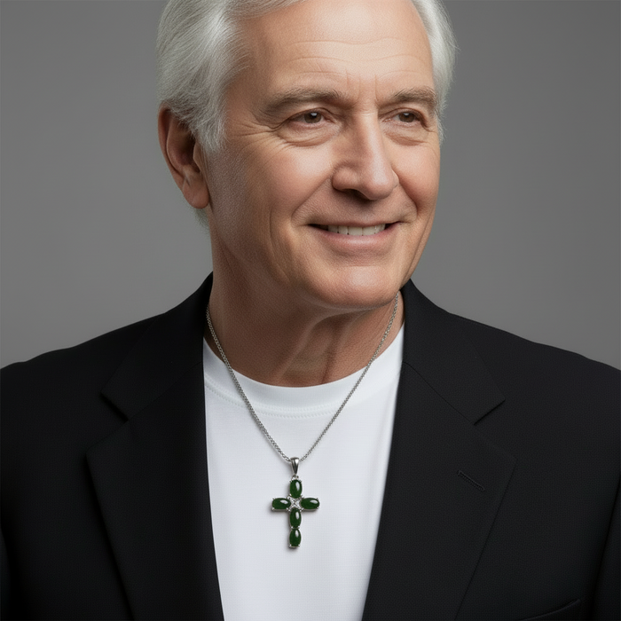 Jade Pendant Cross Canadian Gemstone Sterling Silver