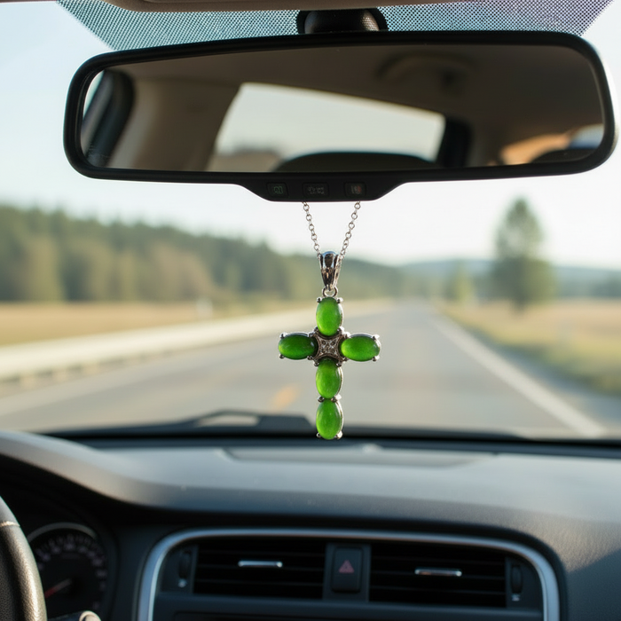 Jade Pendant Cross Canadian Gemstone Sterling Silver