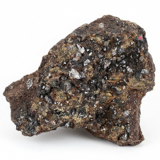 garnet Mineral sample with crystals on a white background