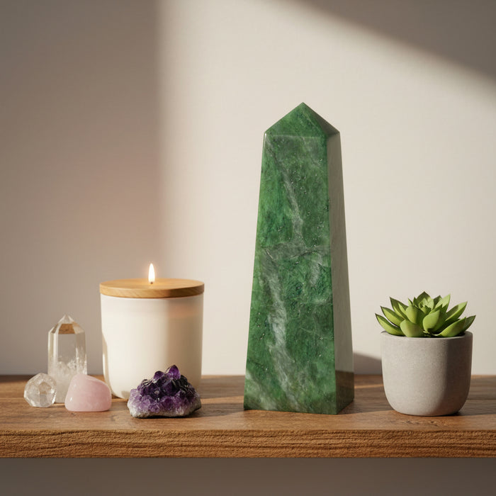 Jade Wand Green Nephrite Obelisk Canadian Tower
