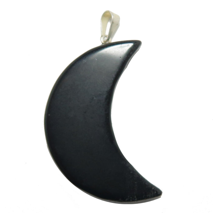 Black Obsidian Pendant Crescent New Moon Silver