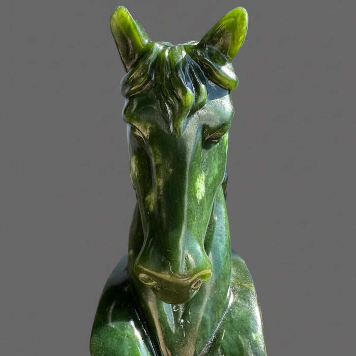 Jade Horse Statue Supreme Green Canadian Nephrite