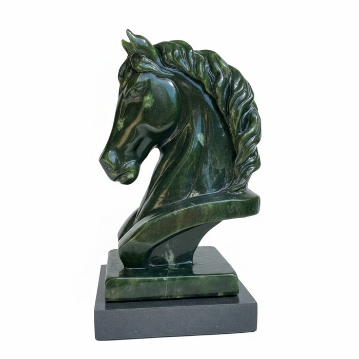 Jade Horse Statue Supreme Green Canadian Nephrite