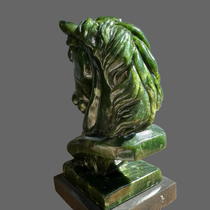 Jade Horse Statue Supreme Green Canadian Nephrite