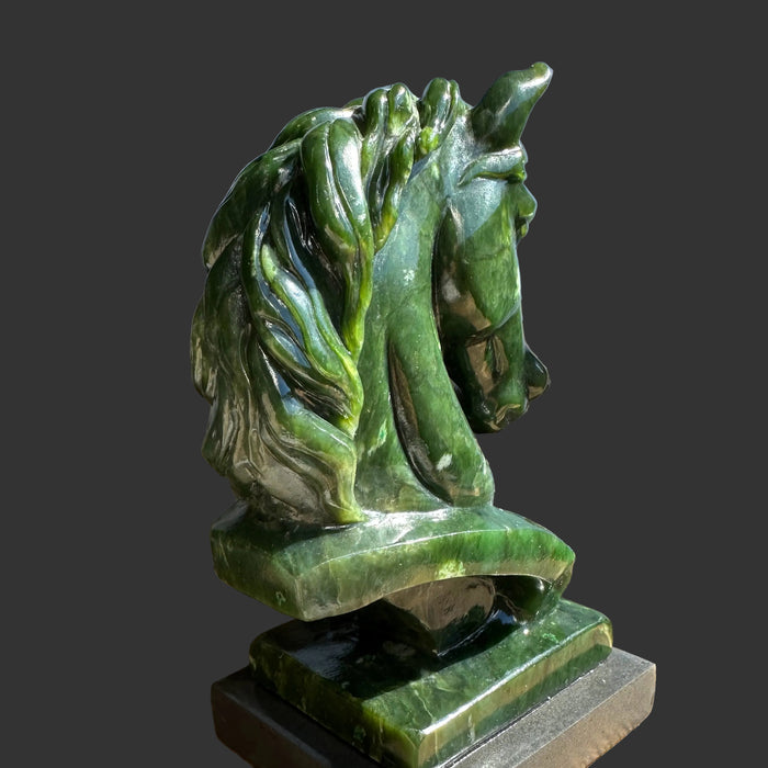 Jade Horse Statue Supreme Green Canadian Nephrite