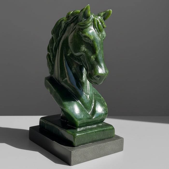 Jade Horse Statue Supreme Green Canadian Nephrite