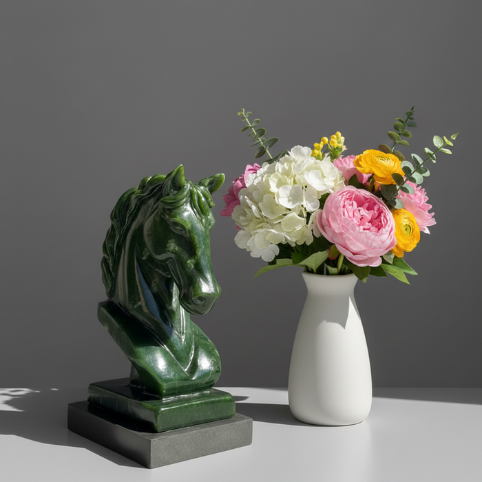 Jade Horse Statue Supreme Green Canadian Nephrite