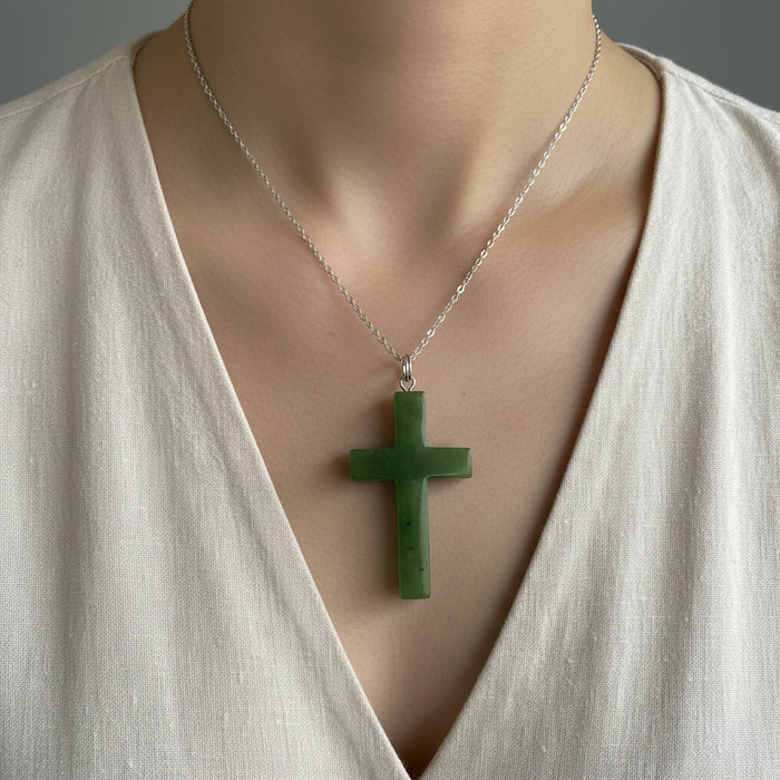 Jade Pendant Green Lightworkers Cross from Canada