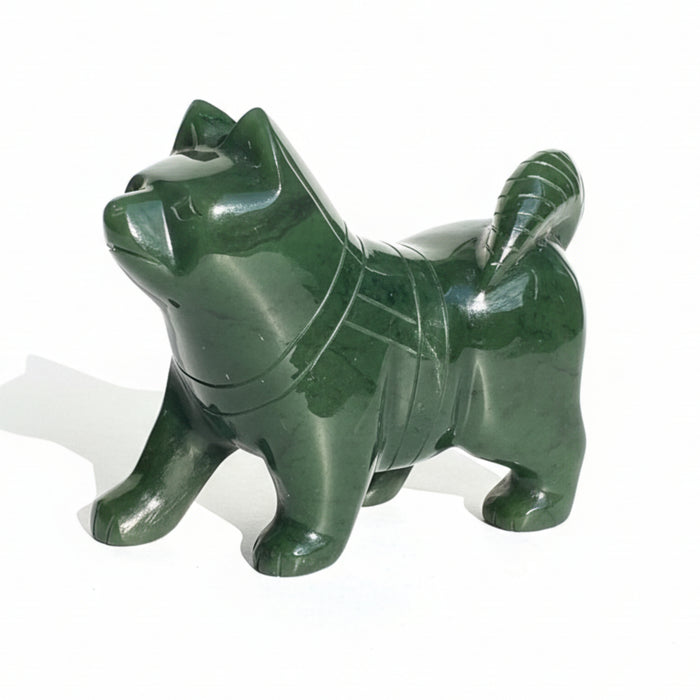 Jade Dog Happy Husky Canadian Nephrite Figurine