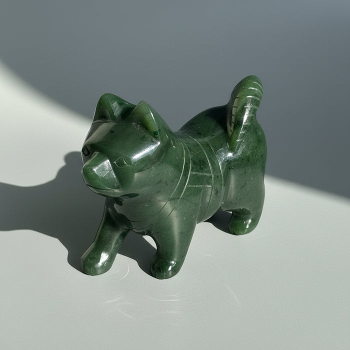 Jade Dog Happy Husky Canadian Nephrite Figurine