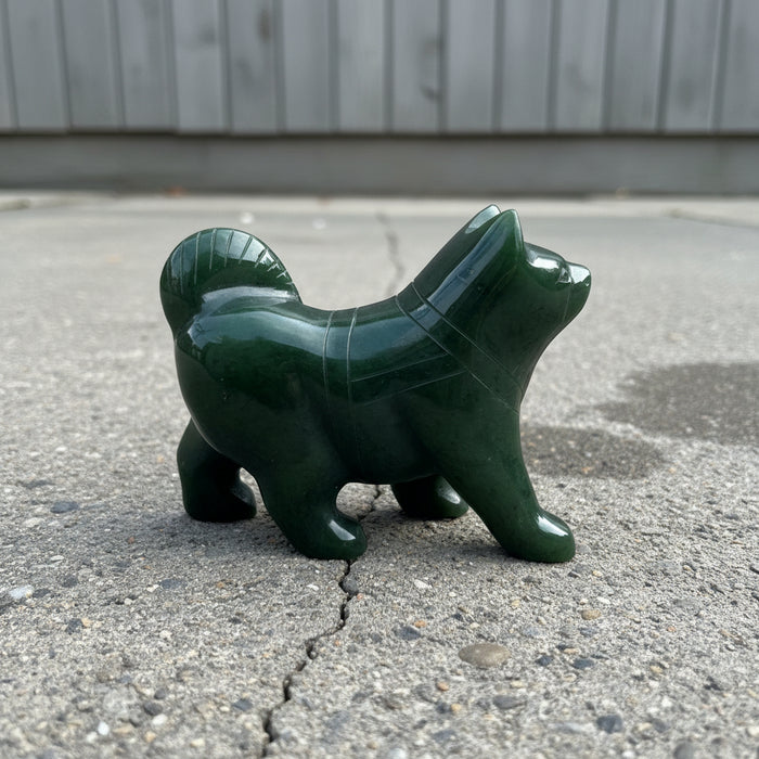 Jade Dog Happy Husky Canadian Nephrite Figurine