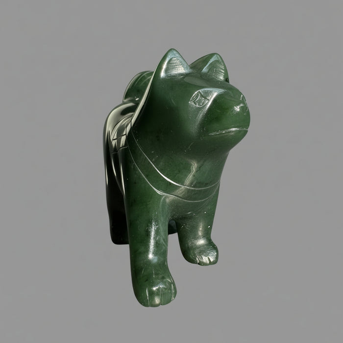 Jade Dog Happy Husky Canadian Nephrite Figurine