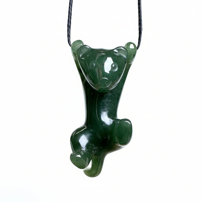 Jade Pendant Hanging Cat Lucky Lives Green Nephrite Gem