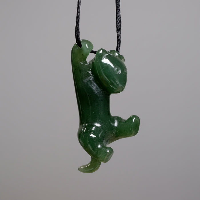 Jade Pendant Hanging Cat Lucky Lives Green Nephrite Gem
