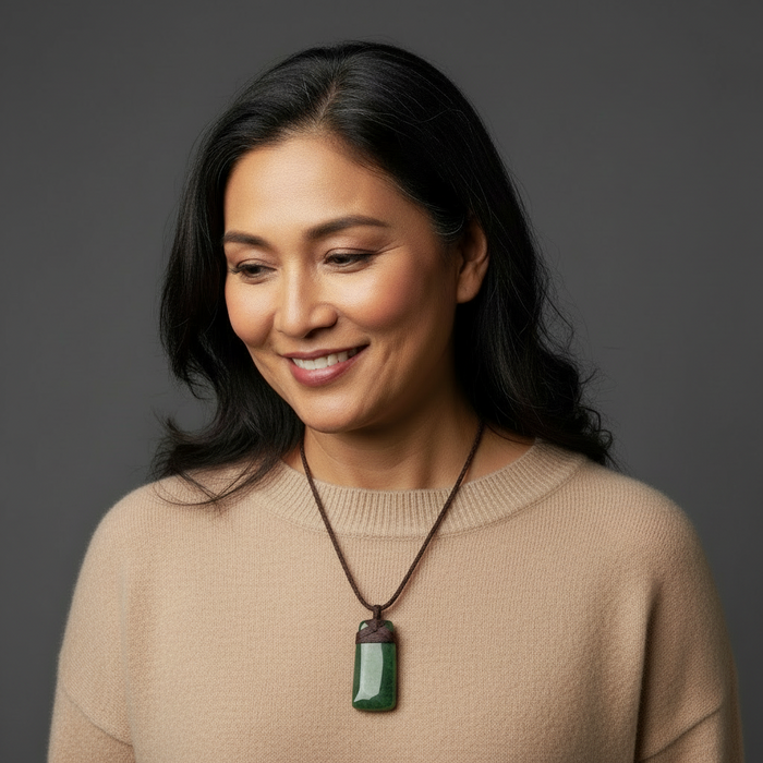 Jade Necklace Adze Stone of Strength Green Nephrite