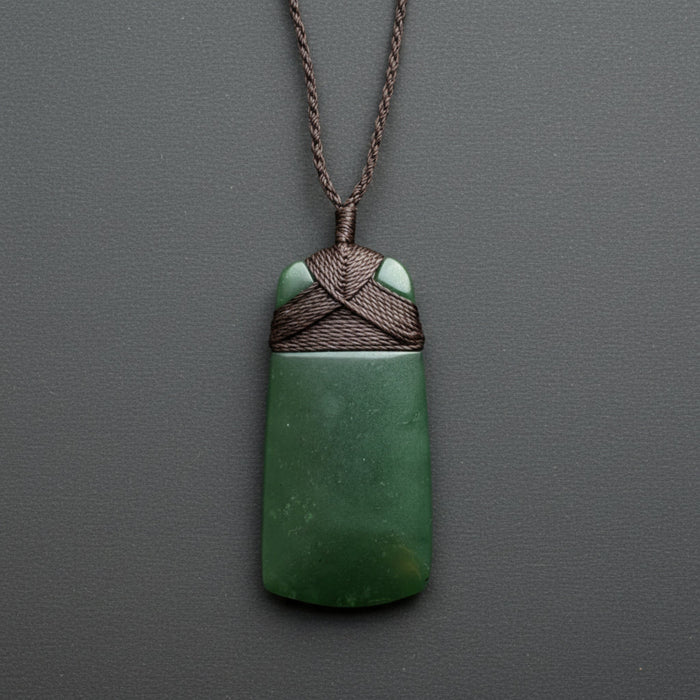 Green jade pendant necklace