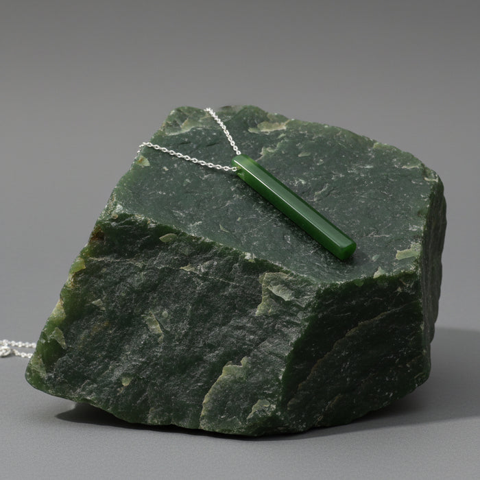 Jade Necklace Thin Sophisticated Green Nephrite Pendant