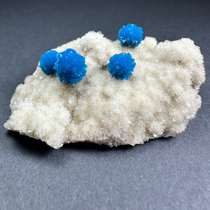 Cavansite Cluster Blue Flower Puff Balls on Stilbite 2 Inch