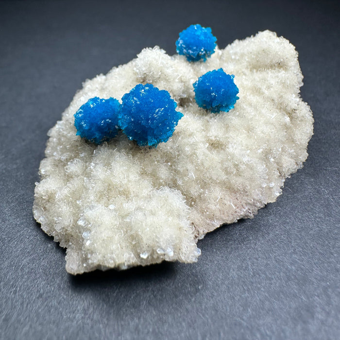 Cavansite Cluster Blue Flower Puff Balls on Stilbite 2 Inch