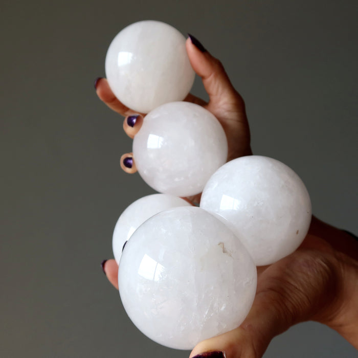 Cloud Quartz Sphere Lot of 5 White Included Crystal Ball