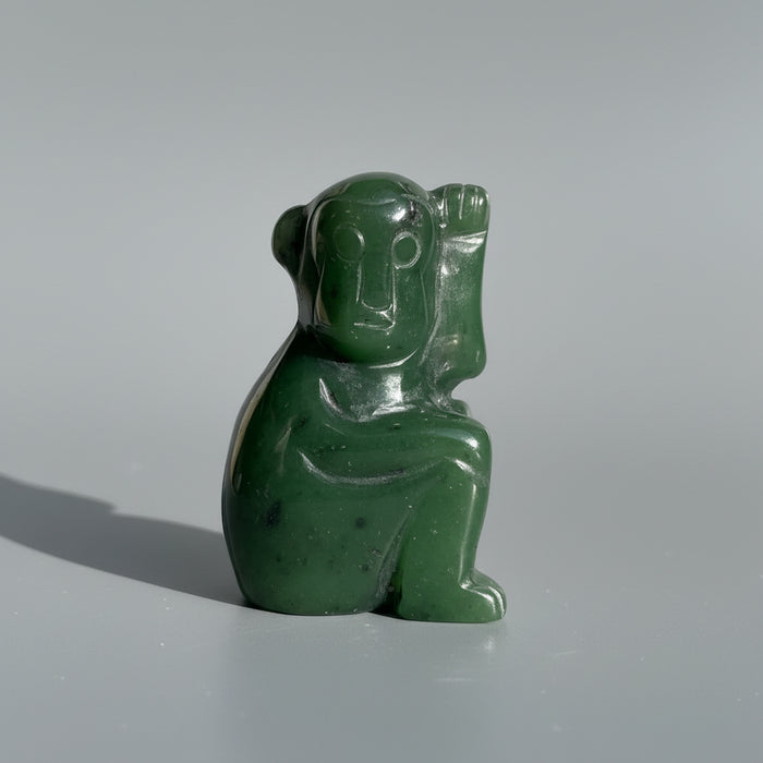 Jade Monkey Green Canadian Nephrite Playful Animal