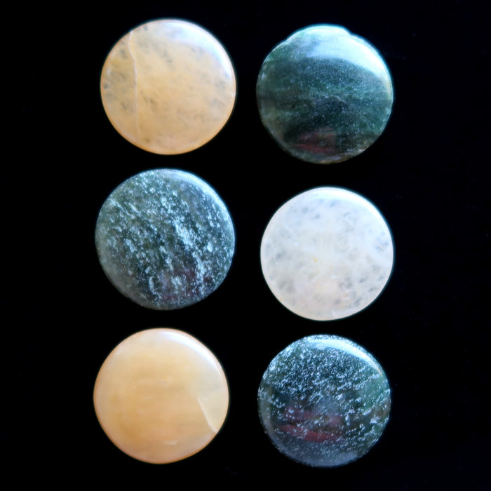Aventurine Grid Crystals Set of 6 Green Orange Abundance Coin