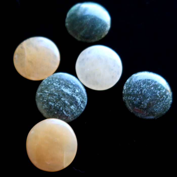 Aventurine Grid Crystals Set of 6 Green Orange Abundance Coin