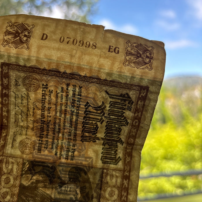 Antique Banknote 1922 German Hyperinflation Weimar 5000 Mark Relic Watermarked