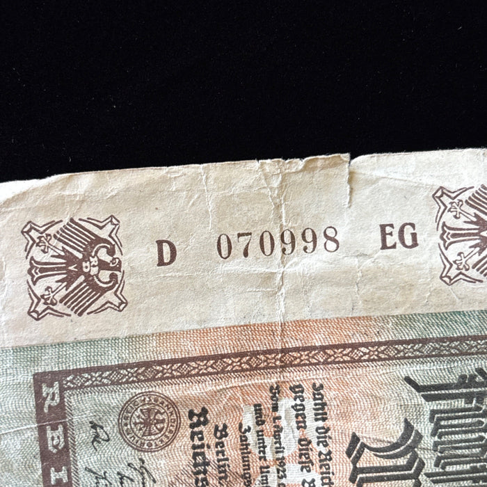 Antique Banknote 1922 German Hyperinflation Weimar 5000 Mark Relic Watermarked