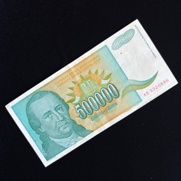 Vintage Banknote Lot Hyperinflation 5,000 / 500,000 Dinara 1993 UV Verified